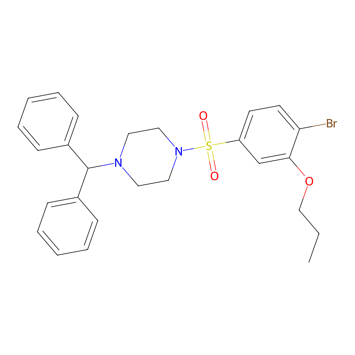 1-(4-Bromo-3-propoxybenzenesulfonyl)-4-(diphenylmethyl)piperazine molecular structure, CAS 2380180-55-0