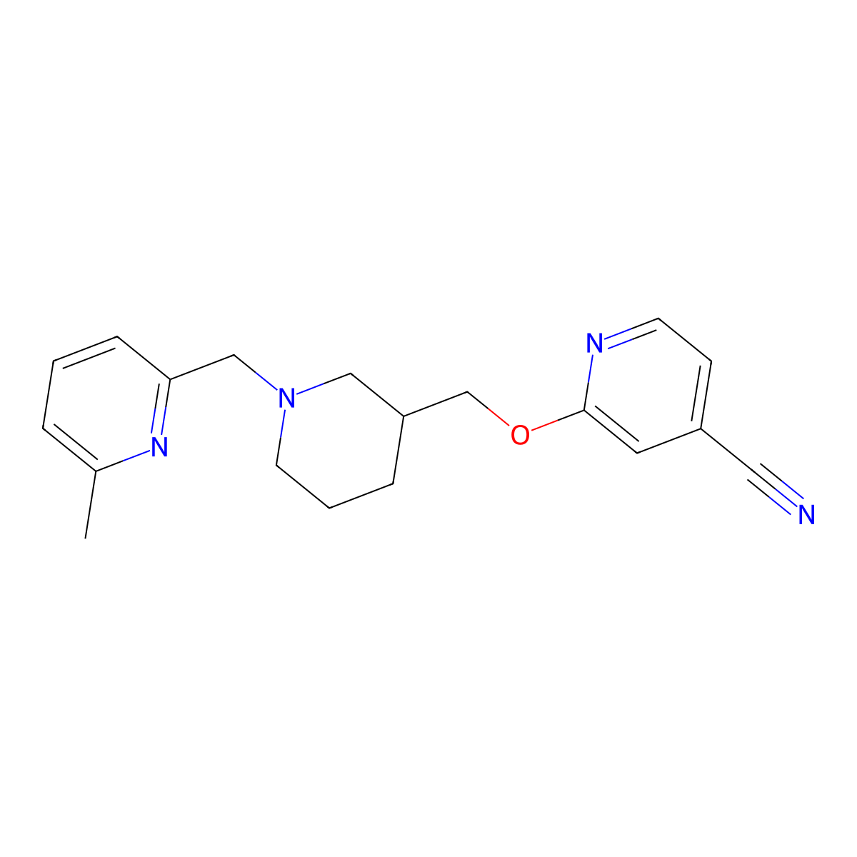 2-({1-[(6-Methylpyridin-2-yl)methyl]piperidin-3-yl}methoxy)pyridine-4-carbonitrile molecular structure, CAS 2380180-56-1