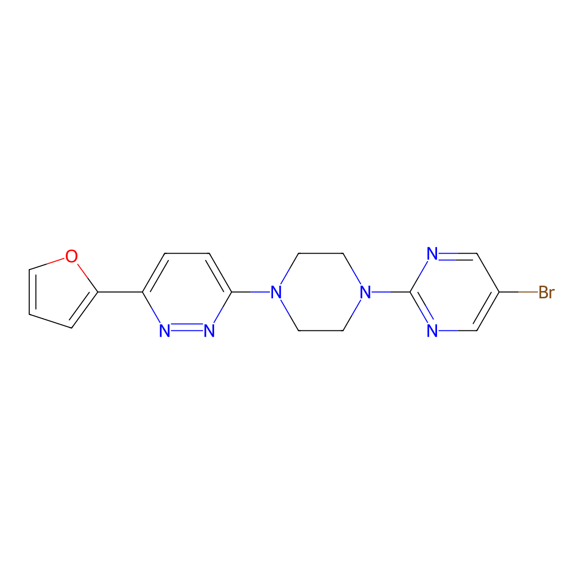 3-[4-(5-Bromopyrimidin-2-yl)piperazin-1-yl]-6-(furan-2-yl)pyridazine molecular structure, CAS 2380180-57-2