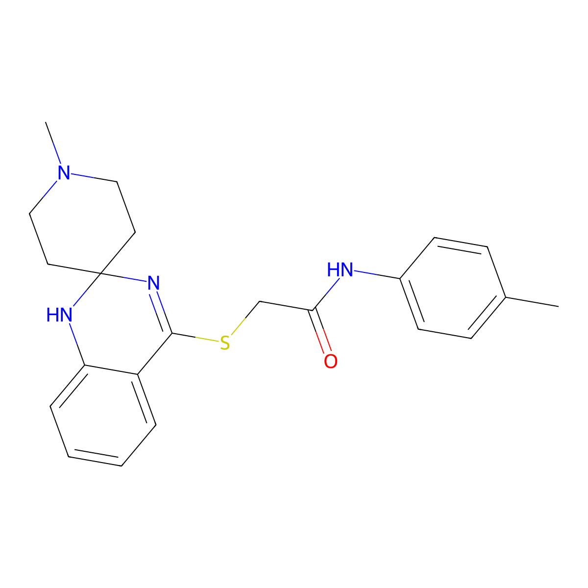 2-{1-methyl-1'H-spiro[piperidine-4,2'-quinazoline]-4'-ylsulfanyl}-N-(4-methylphenyl)acetamide molecular structure, CAS 2380180-60-7