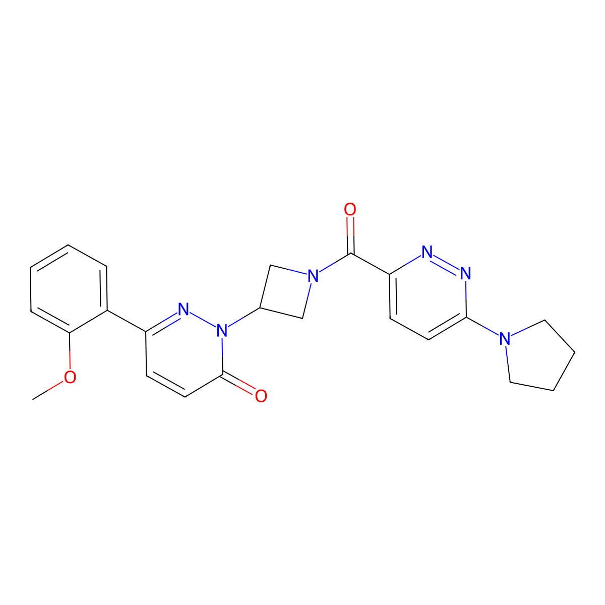 6-(2-Methoxyphenyl)-2-{1-[6-(pyrrolidin-1-yl)pyridazine-3-carbonyl]azetidin-3-yl}-2,3-dihydropyridazin-3-one molecular structure, CAS 2380180-67-4