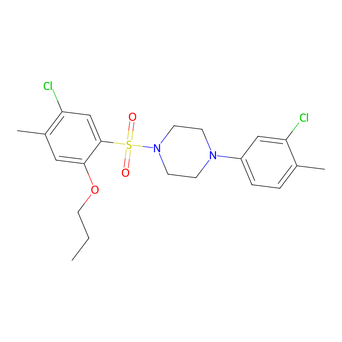 1-(5-Chloro-4-methyl-2-propoxybenzenesulfonyl)-4-(3-chloro-4-methylphenyl)piperazine molecular structure, CAS 2380180-68-5