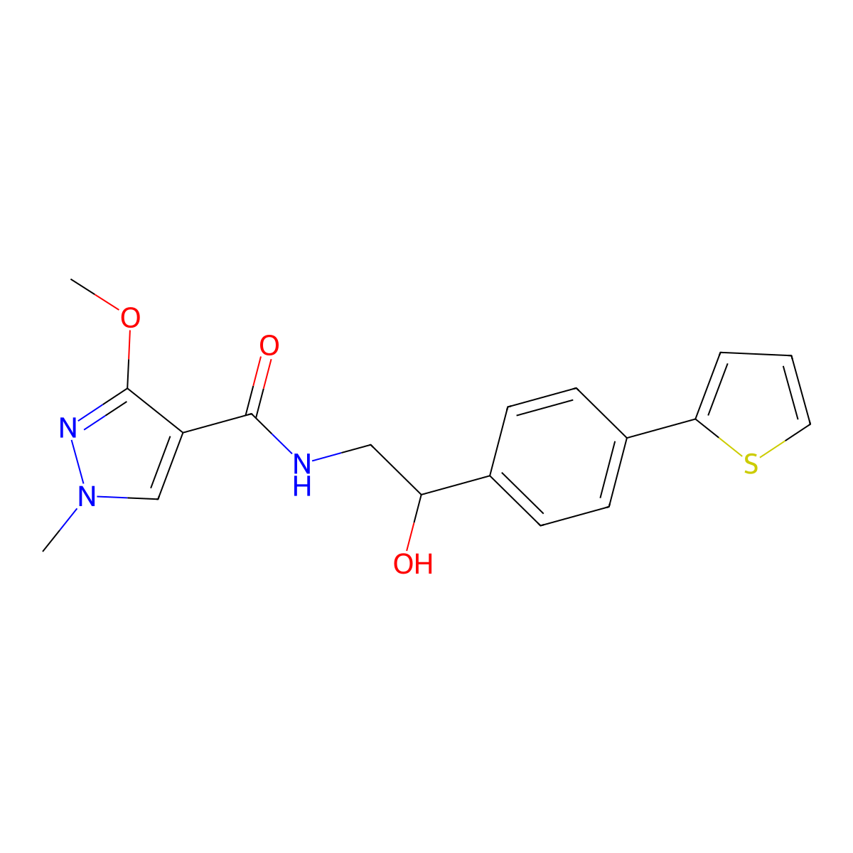 N-{2-hydroxy-2-[4-(thiophen-2-yl)phenyl]ethyl}-3-methoxy-1-methyl-1H-pyrazole-4-carboxamide molecular structure, CAS 2380180-70-9