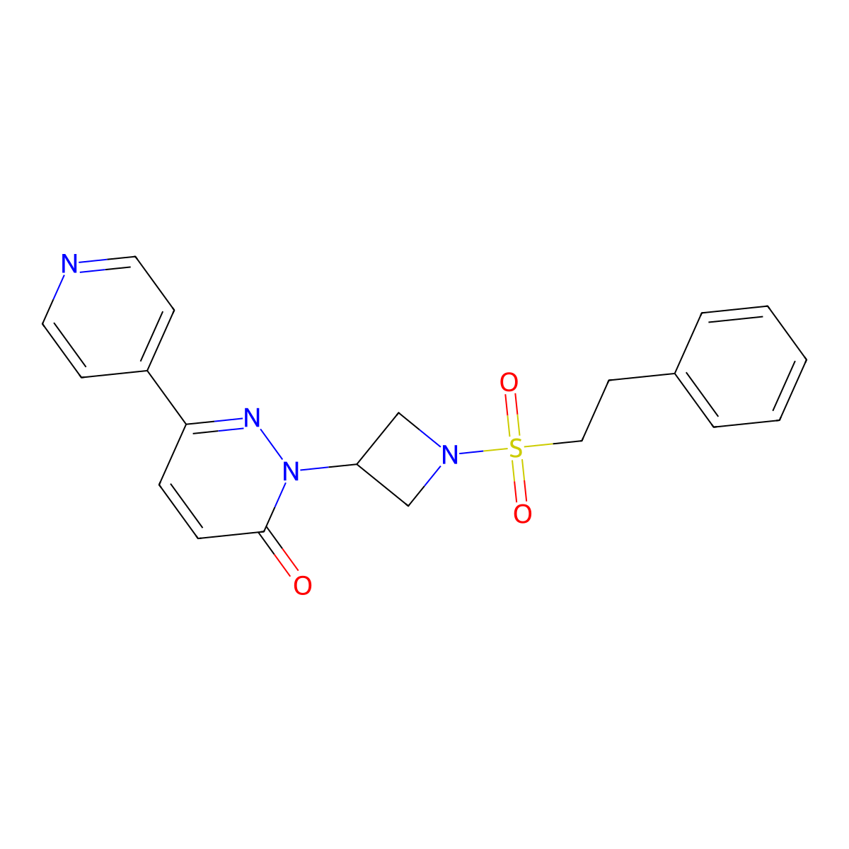 2-[1-(2-Phenylethanesulfonyl)azetidin-3-yl]-6-(pyridin-4-yl)-2,3-dihydropyridazin-3-one molecular structure, CAS 2380180-72-1