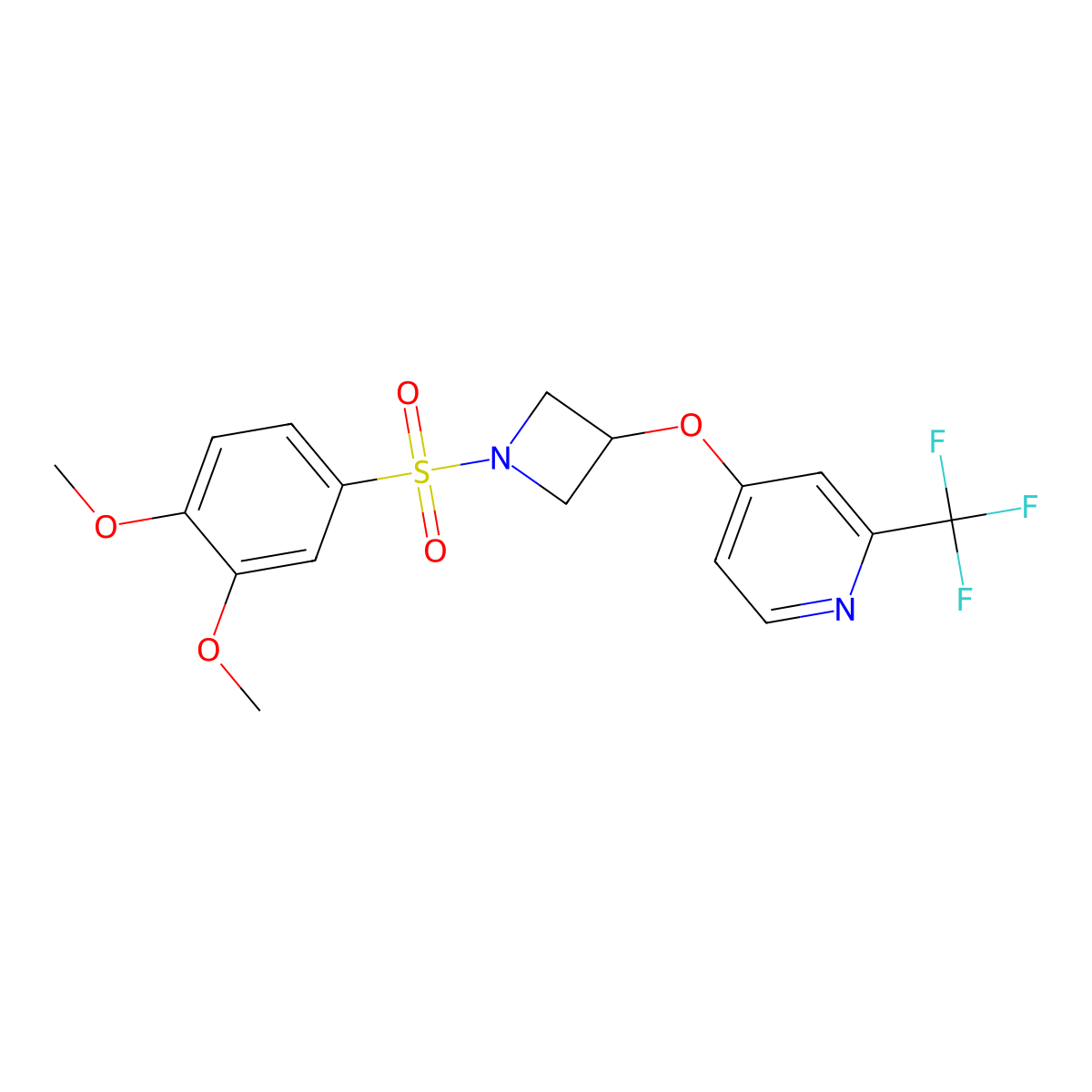 4-{[1-(3,4-Dimethoxybenzenesulfonyl)azetidin-3-yl]oxy}-2-(trifluoromethyl)pyridine molecular structure, CAS 2380180-76-5