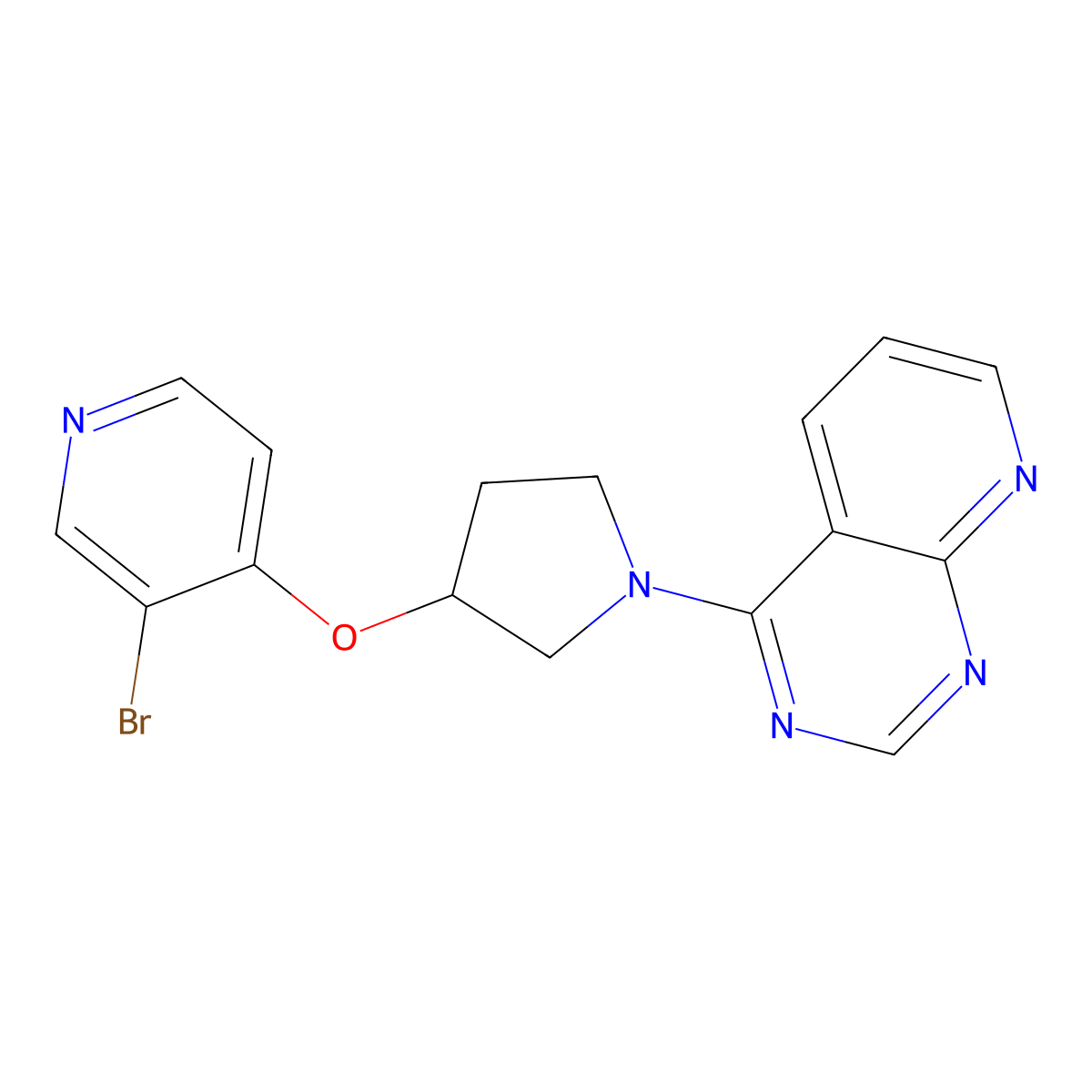 3-Bromo-4-[(1-{pyrido[2,3-d]pyrimidin-4-yl}pyrrolidin-3-yl)oxy]pyridine molecular structure, CAS 2380180-77-6
