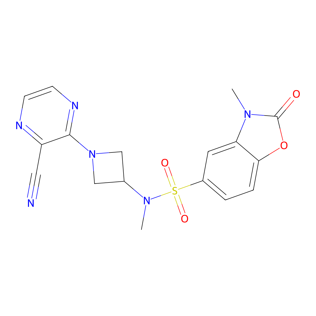 N-[1-(3-cyanopyrazin-2-yl)azetidin-3-yl]-N,3-dimethyl-2-oxo-2,3-dihydro-1,3-benzoxazole-5-sulfonamide molecular structure, CAS 2380180-79-8