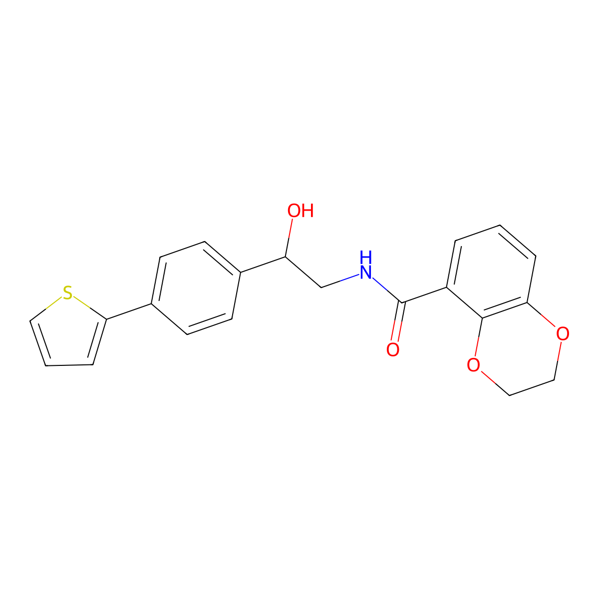 N-{2-hydroxy-2-[4-(thiophen-2-yl)phenyl]ethyl}-2,3-dihydro-1,4-benzodioxine-5-carboxamide molecular structure, CAS 2380180-86-7