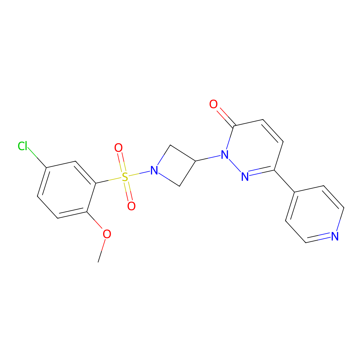 2-[1-(5-Chloro-2-methoxybenzenesulfonyl)azetidin-3-yl]-6-(pyridin-4-yl)-2,3-dihydropyridazin-3-one molecular structure, CAS 2380180-93-6