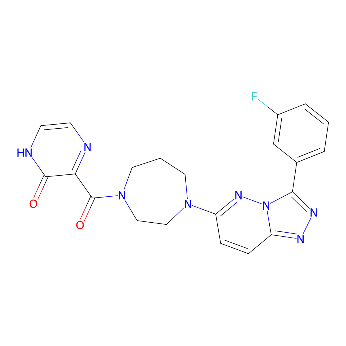 3-[4-[3-(3-Fluorophenyl)-[1,2,4]triazolo[4,3-b]pyridazin-6-yl]-1,4-diazepane-1-carbonyl]-1H-pyrazin-2-one molecular structure, CAS 2380180-95-8