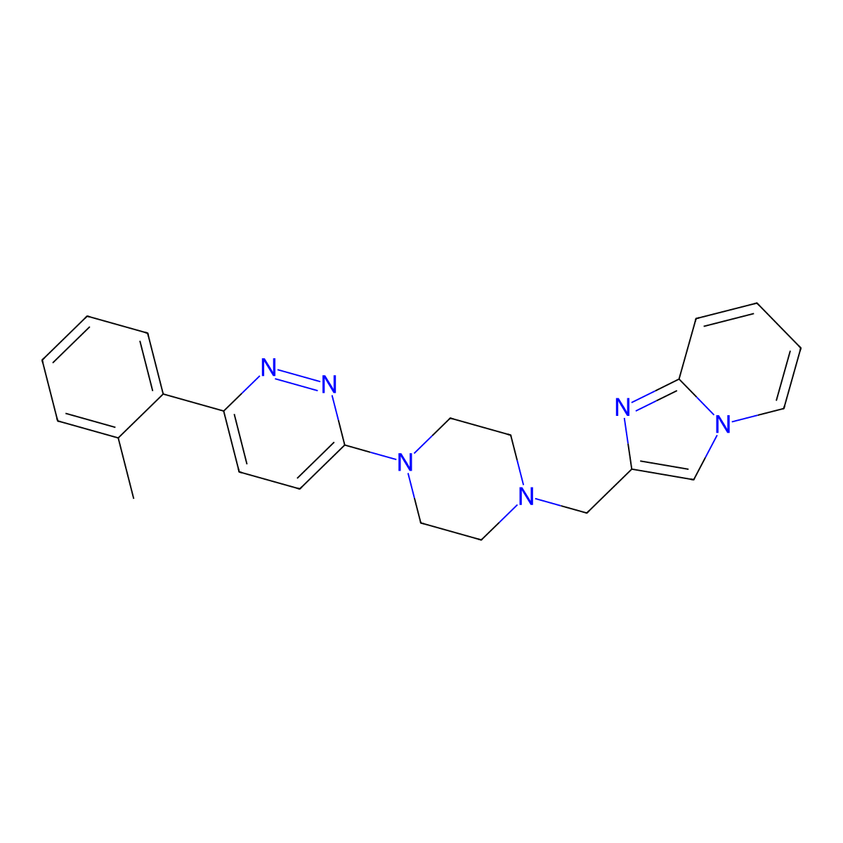 3-[4-({Imidazo[1,2-a]pyridin-2-yl}methyl)piperazin-1-yl]-6-(2-methylphenyl)pyridazine molecular structure, CAS 2380180-96-9