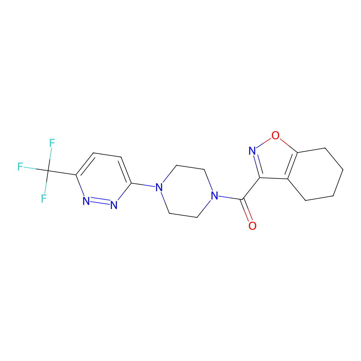 3-{4-[6-(Trifluoromethyl)pyridazin-3-yl]piperazine-1-carbonyl}-4,5,6,7-tetrahydro-1,2-benzoxazole molecular structure, CAS 2380180-97-0