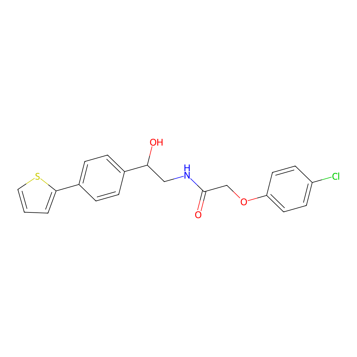 2-(4-chlorophenoxy)-N-{2-hydroxy-2-[4-(thiophen-2-yl)phenyl]ethyl}acetamide molecular structure, CAS 2380180-99-2