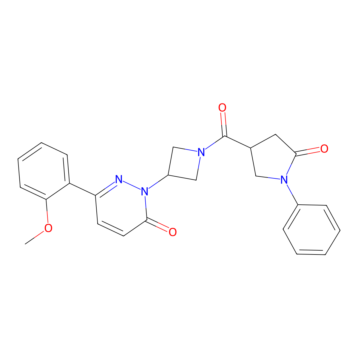 6-(2-Methoxyphenyl)-2-[1-(5-oxo-1-phenylpyrrolidine-3-carbonyl)azetidin-3-yl]pyridazin-3-one molecular structure, CAS 2380181-01-9