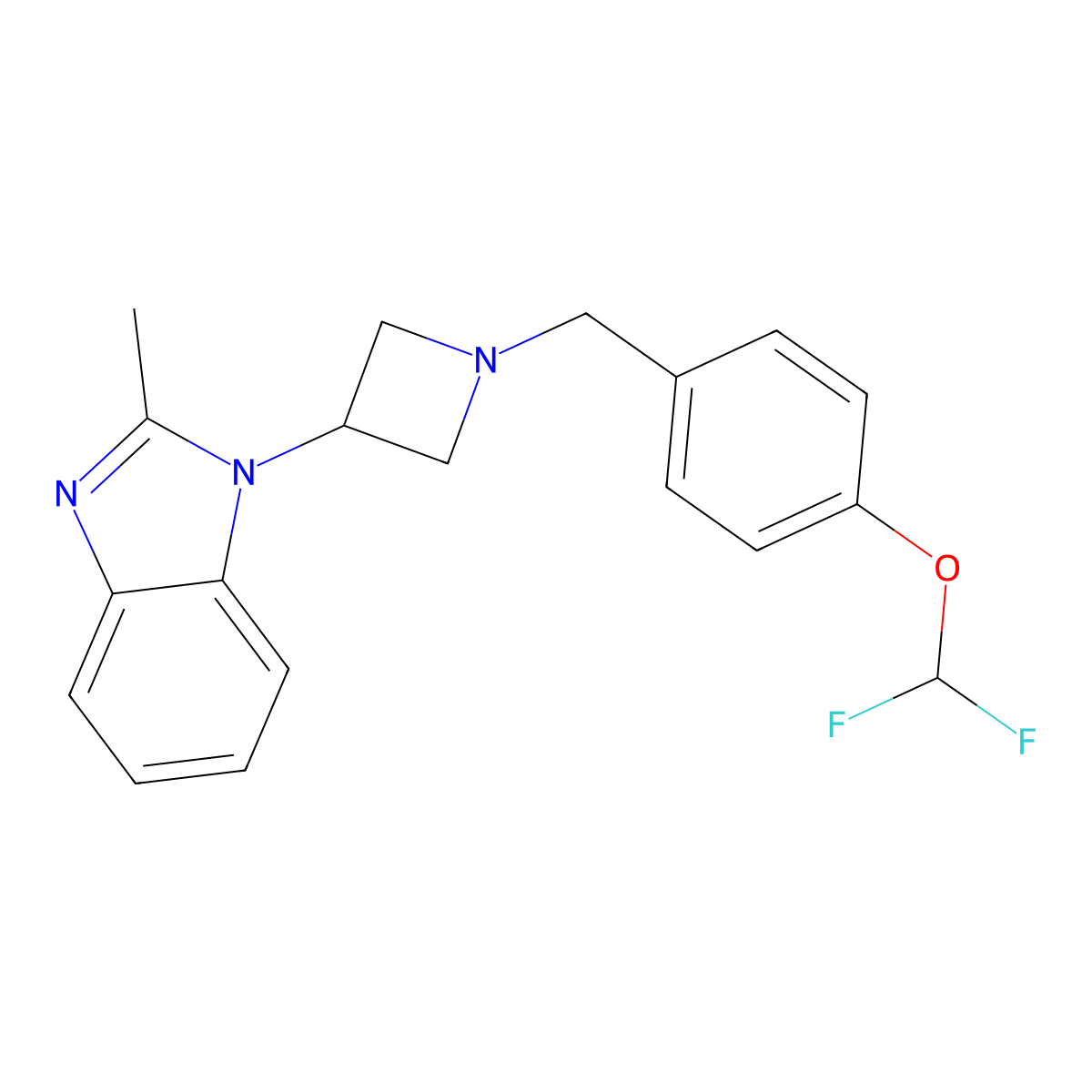 1-(1-{[4-(difluoromethoxy)phenyl]methyl}azetidin-3-yl)-2-methyl-1H-1,3-benzodiazole molecular structure, CAS 2380181-04-2