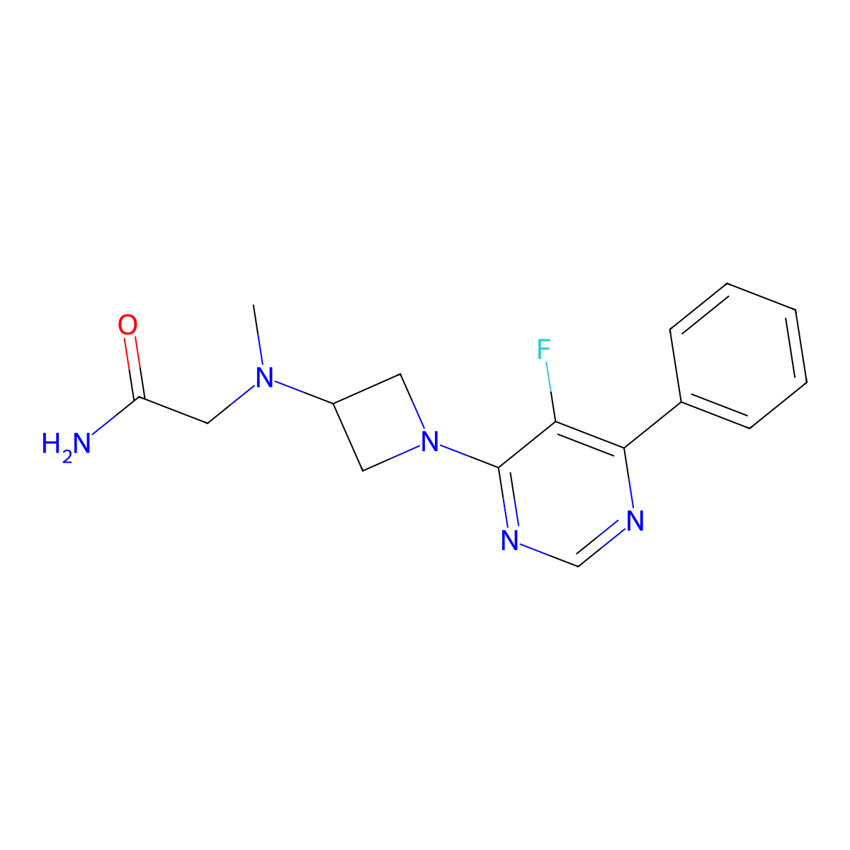 2-{[1-(5-Fluoro-6-phenylpyrimidin-4-yl)azetidin-3-yl](methyl)amino}acetamide molecular structure, CAS 2380181-06-4