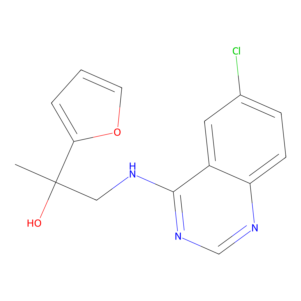 1-[(6-Chloroquinazolin-4-yl)amino]-2-(furan-2-yl)propan-2-ol molecular structure, CAS 2380181-08-6