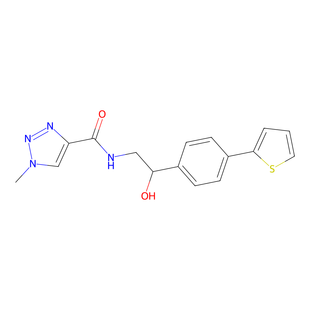 N-{2-hydroxy-2-[4-(thiophen-2-yl)phenyl]ethyl}-1-methyl-1H-1,2,3-triazole-4-carboxamide molecular structure, CAS 2380181-10-0