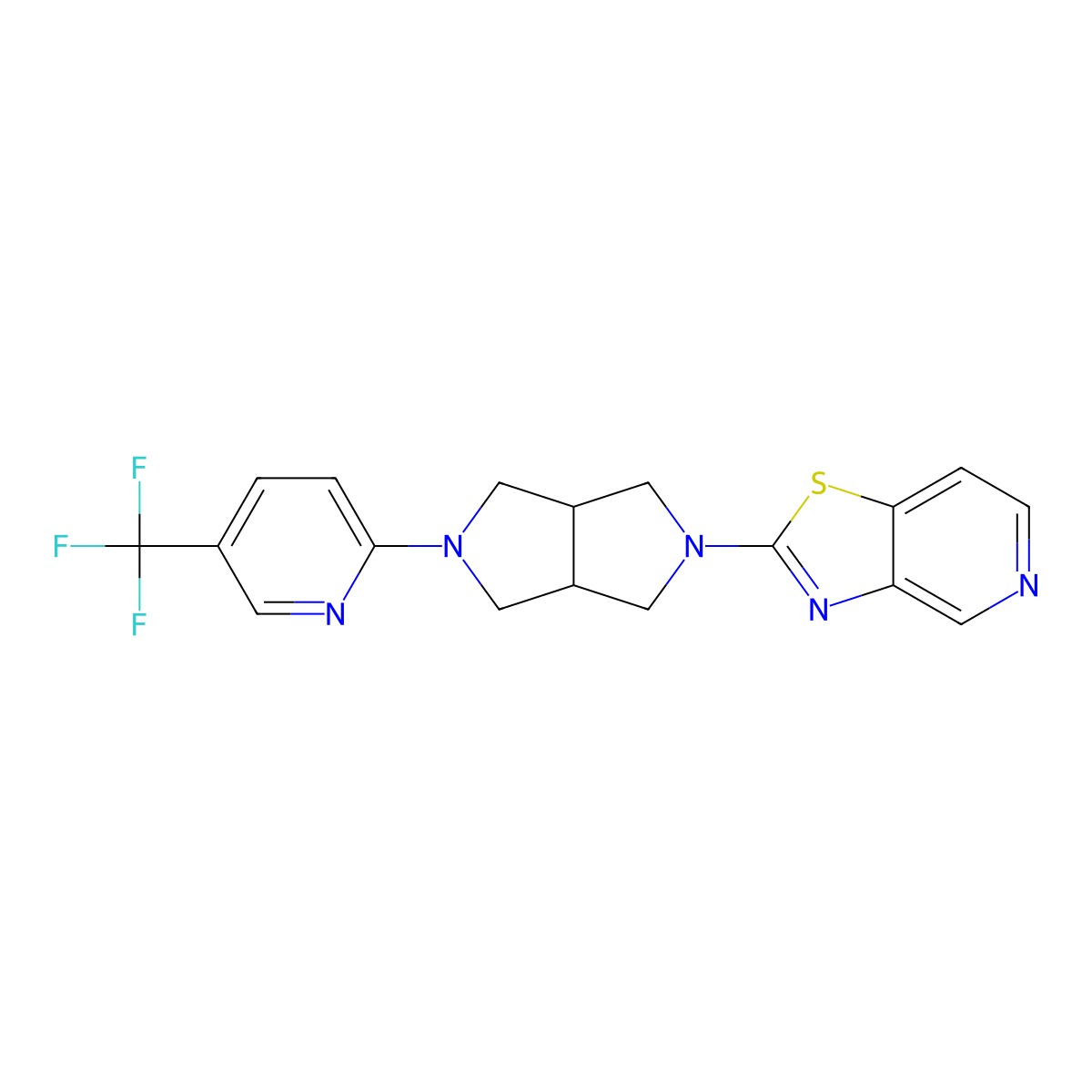 2-(5-{[1,3]Thiazolo[4,5-c]pyridin-2-yl}-octahydropyrrolo[3,4-c]pyrrol-2-yl)-5-(trifluoromethyl)pyridine molecular structure, CAS 2380181-14-4