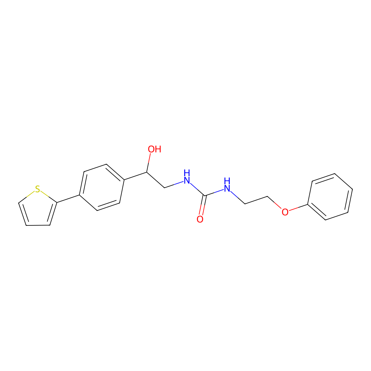 3-{2-Hydroxy-2-[4-(thiophen-2-yl)phenyl]ethyl}-1-(2-phenoxyethyl)urea molecular structure, CAS 2380181-15-5