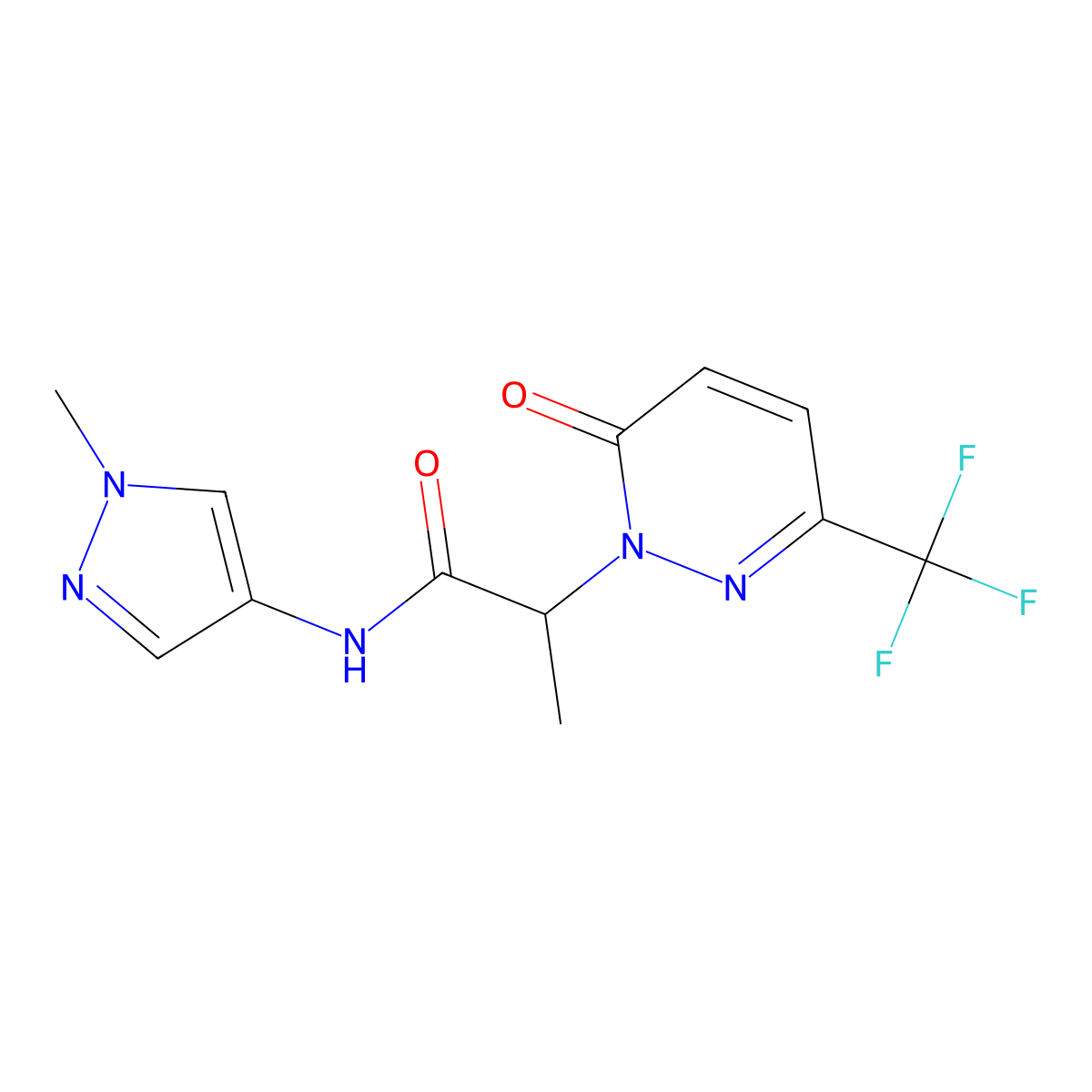 N-(1-methyl-1H-pyrazol-4-yl)-2-[6-oxo-3-(trifluoromethyl)-1,6-dihydropyridazin-1-yl]propanamide molecular structure, CAS 2380181-18-8