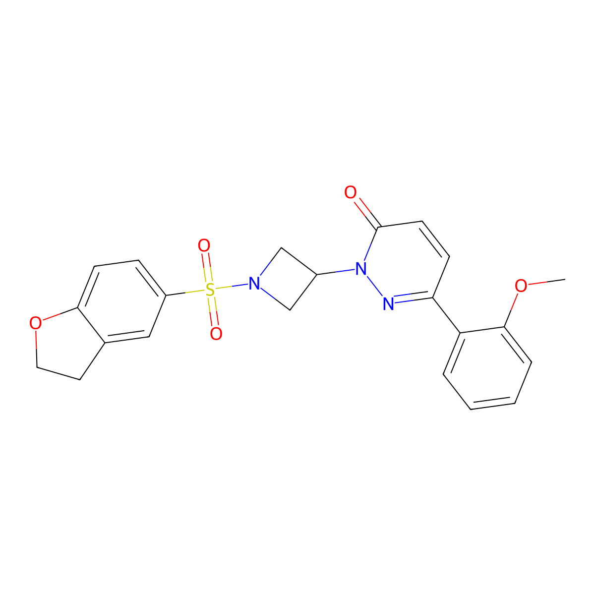 2-[1-(2,3-Dihydro-1-benzofuran-5-sulfonyl)azetidin-3-yl]-6-(2-methoxyphenyl)-2,3-dihydropyridazin-3-one molecular structure, CAS 2380181-19-9