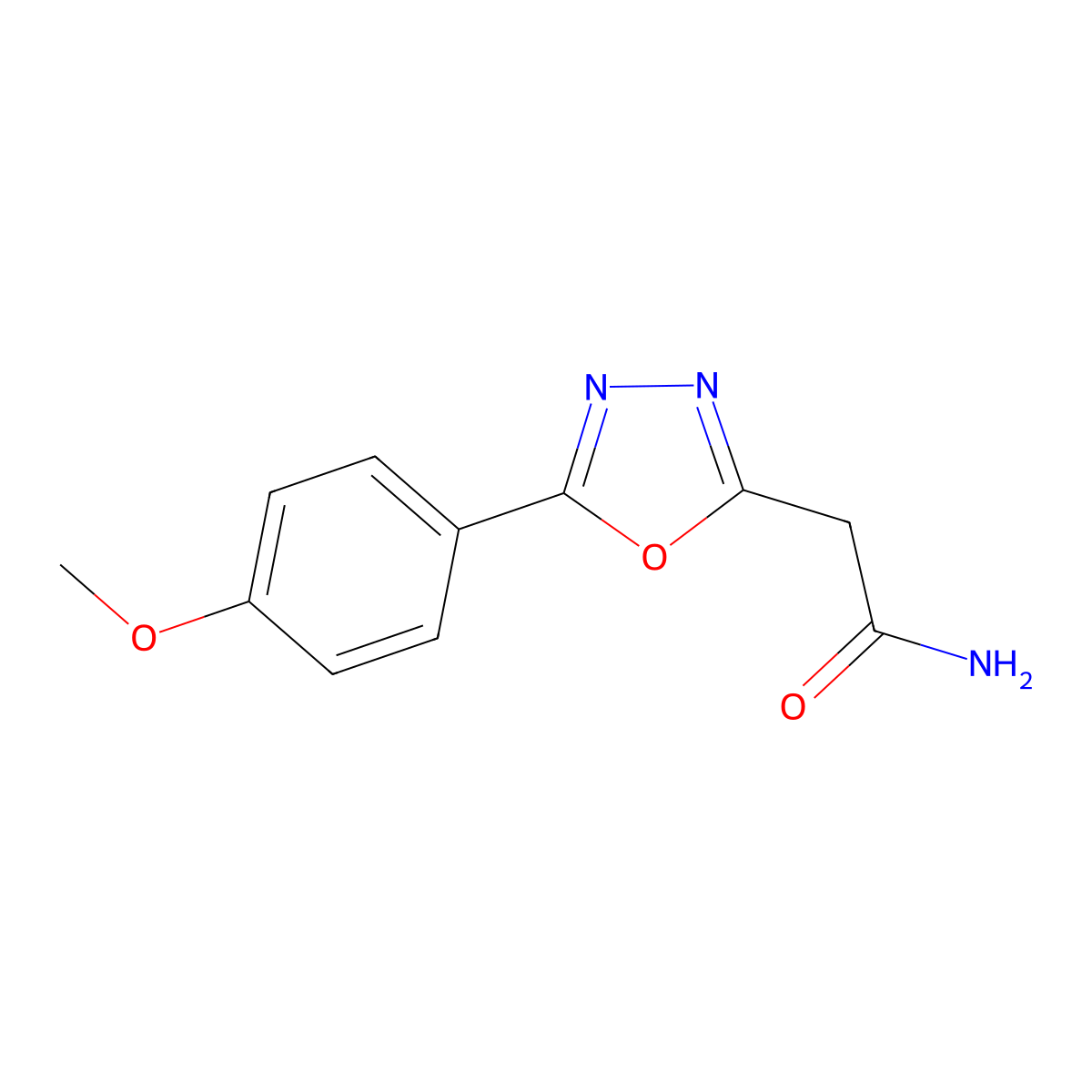 2-[5-(4-Methoxyphenyl)-1,3,4-oxadiazol-2-yl]acetamide molecular structure, CAS 2380181-21-3