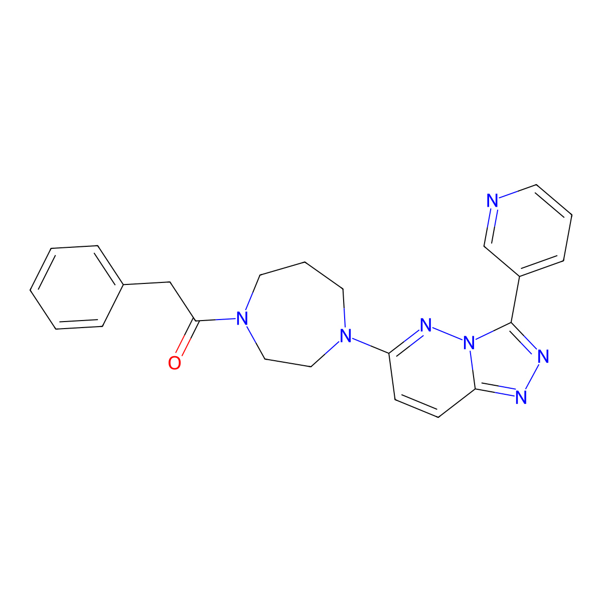 2-Phenyl-1-{4-[3-(pyridin-3-yl)-[1,2,4]triazolo[4,3-b]pyridazin-6-yl]-1,4-diazepan-1-yl}ethan-1-one molecular structure, CAS 2380181-22-4