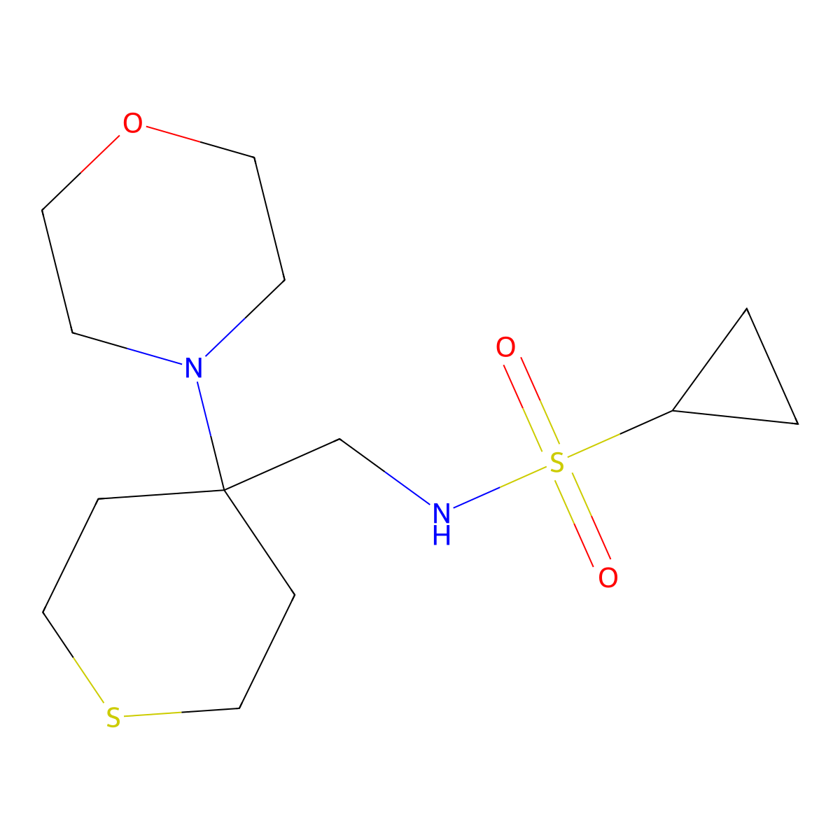 N-{[4-(morpholin-4-yl)thian-4-yl]methyl}cyclopropanesulfonamide molecular structure, CAS 2380181-25-7