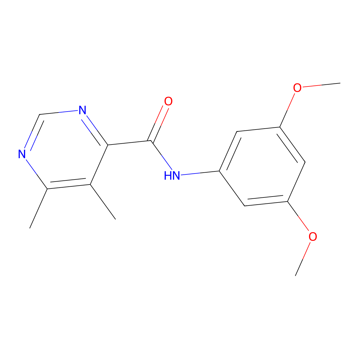 N-(3,5-Dimethoxyphenyl)-5,6-dimethylpyrimidine-4-carboxamide molecular structure, CAS 2380181-34-8