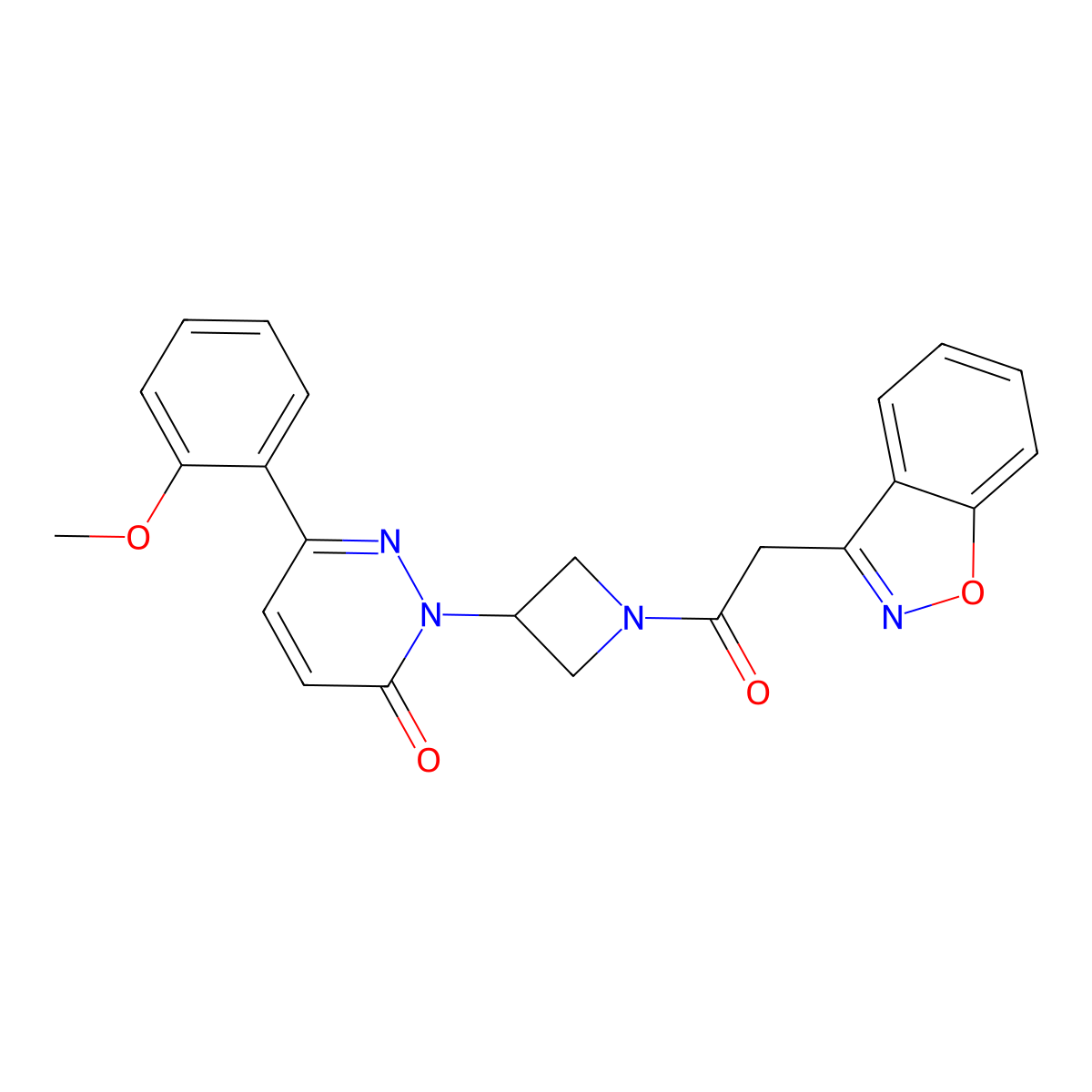 2-{1-[2-(1,2-Benzoxazol-3-yl)acetyl]azetidin-3-yl}-6-(2-methoxyphenyl)-2,3-dihydropyridazin-3-one molecular structure, CAS 2380181-35-9