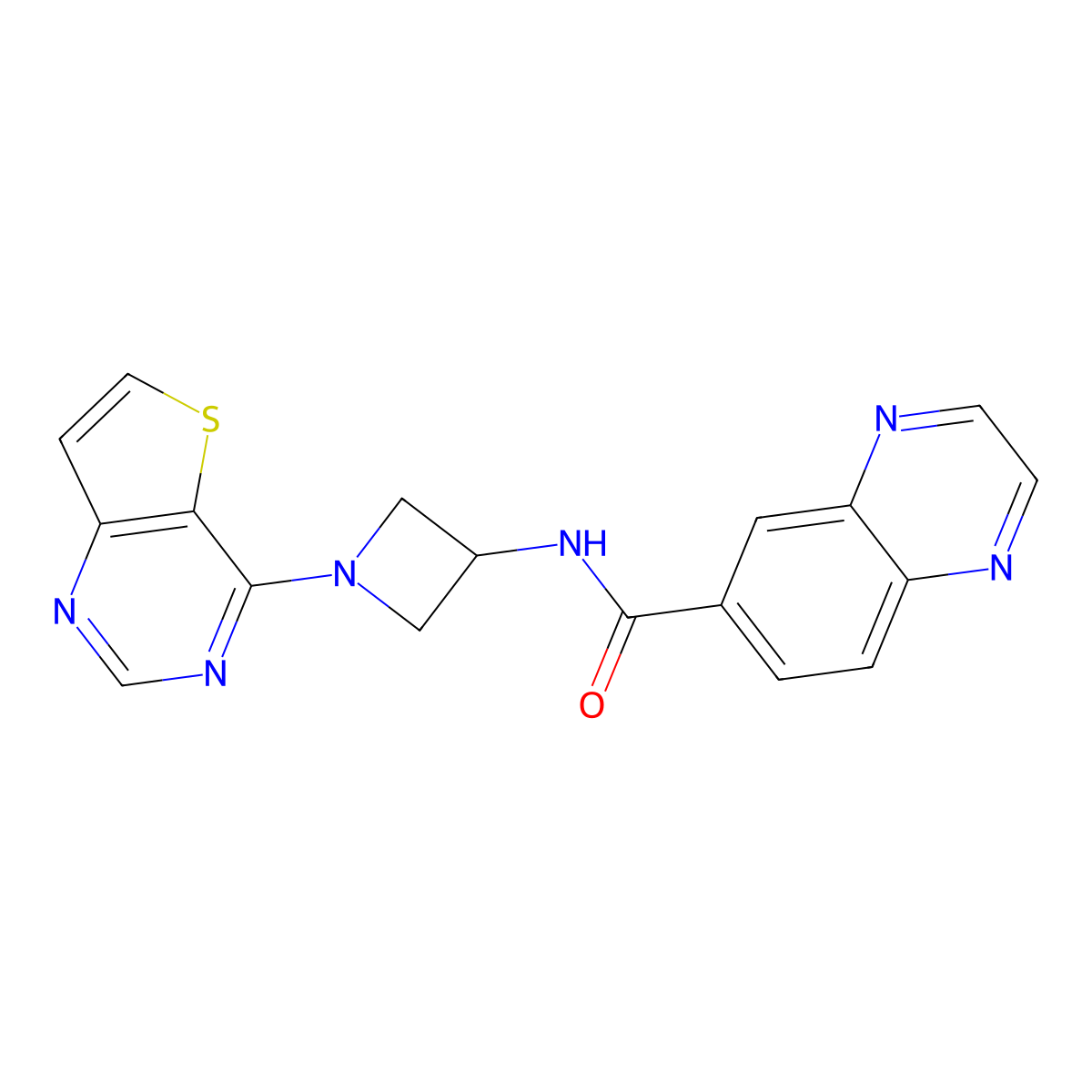 N-(1-{thieno[3,2-d]pyrimidin-4-yl}azetidin-3-yl)quinoxaline-6-carboxamide molecular structure, CAS 2380181-36-0