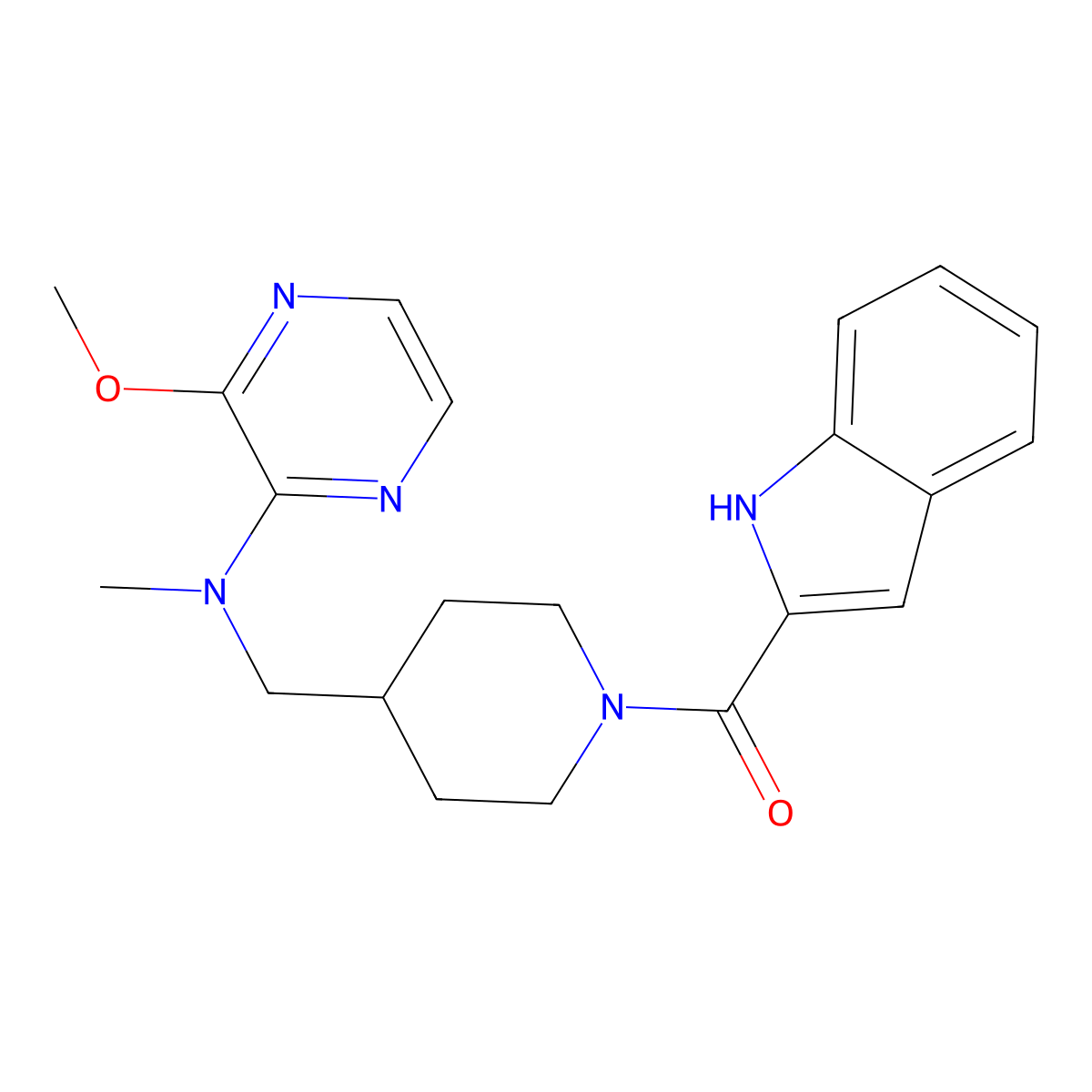 N-{[1-(1H-indole-2-carbonyl)piperidin-4-yl]methyl}-3-methoxy-N-methylpyrazin-2-amine molecular structure, CAS 2380181-37-1