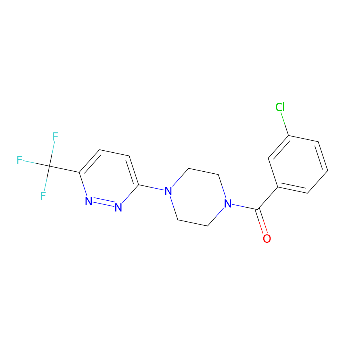 3-[4-(3-Chlorobenzoyl)piperazin-1-yl]-6-(trifluoromethyl)pyridazine molecular structure, CAS 2380181-45-1