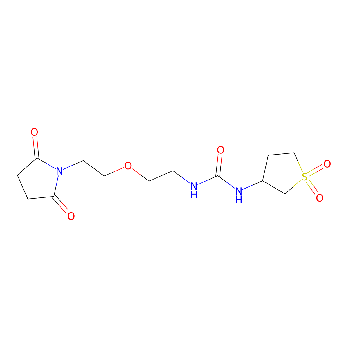1-(1,1-Dioxo-1lambda6-thiolan-3-yl)-3-{2-[2-(2,5-dioxopyrrolidin-1-yl)ethoxy]ethyl}urea molecular structure, CAS 2380181-49-5