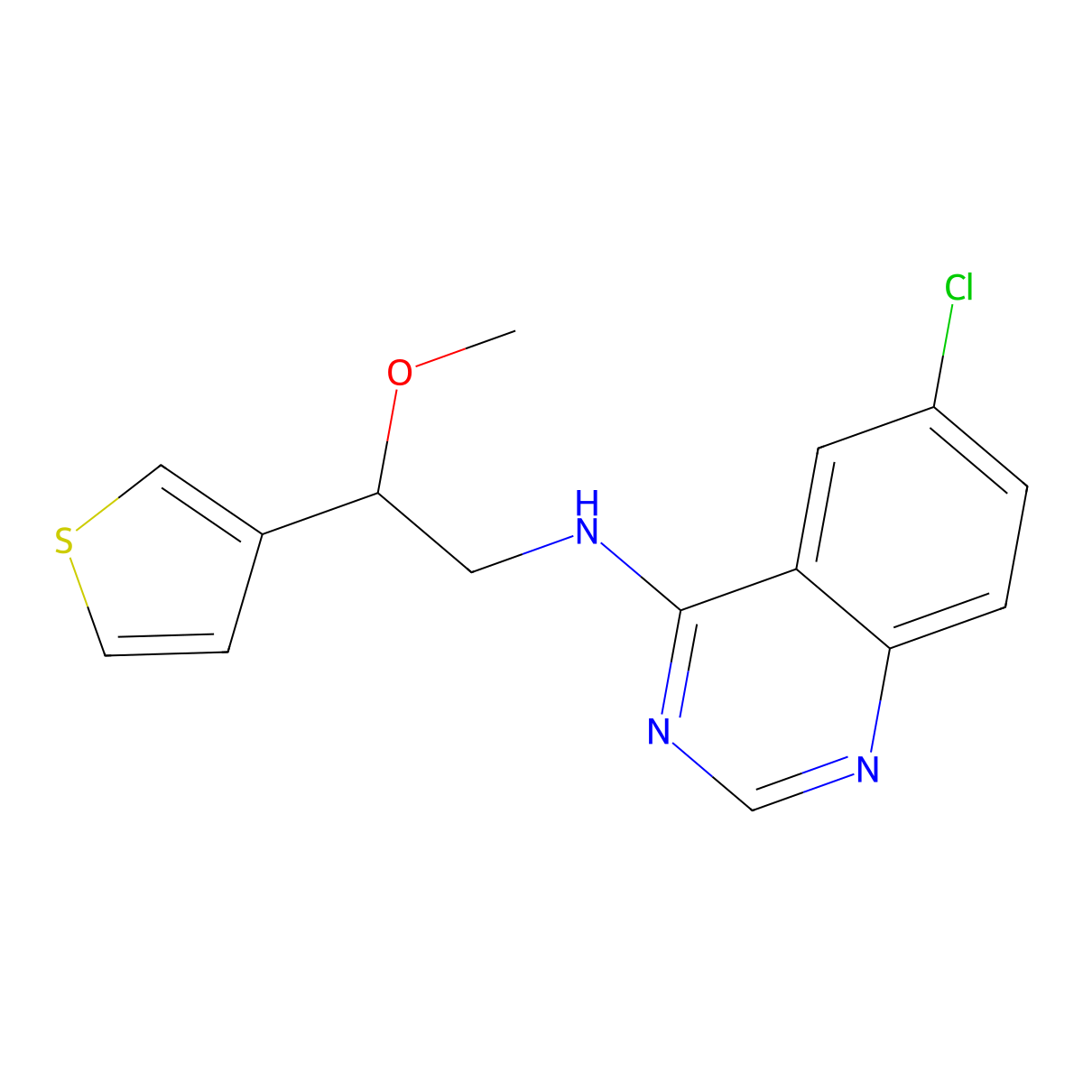 6-chloro-N-[2-methoxy-2-(thiophen-3-yl)ethyl]quinazolin-4-amine molecular structure, CAS 2380181-52-0