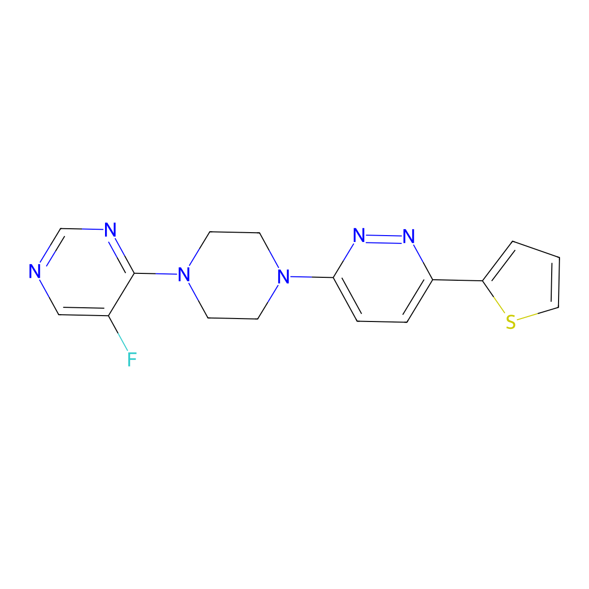 3-[4-(5-Fluoropyrimidin-4-yl)piperazin-1-yl]-6-(thiophen-2-yl)pyridazine molecular structure, CAS 2380181-56-4