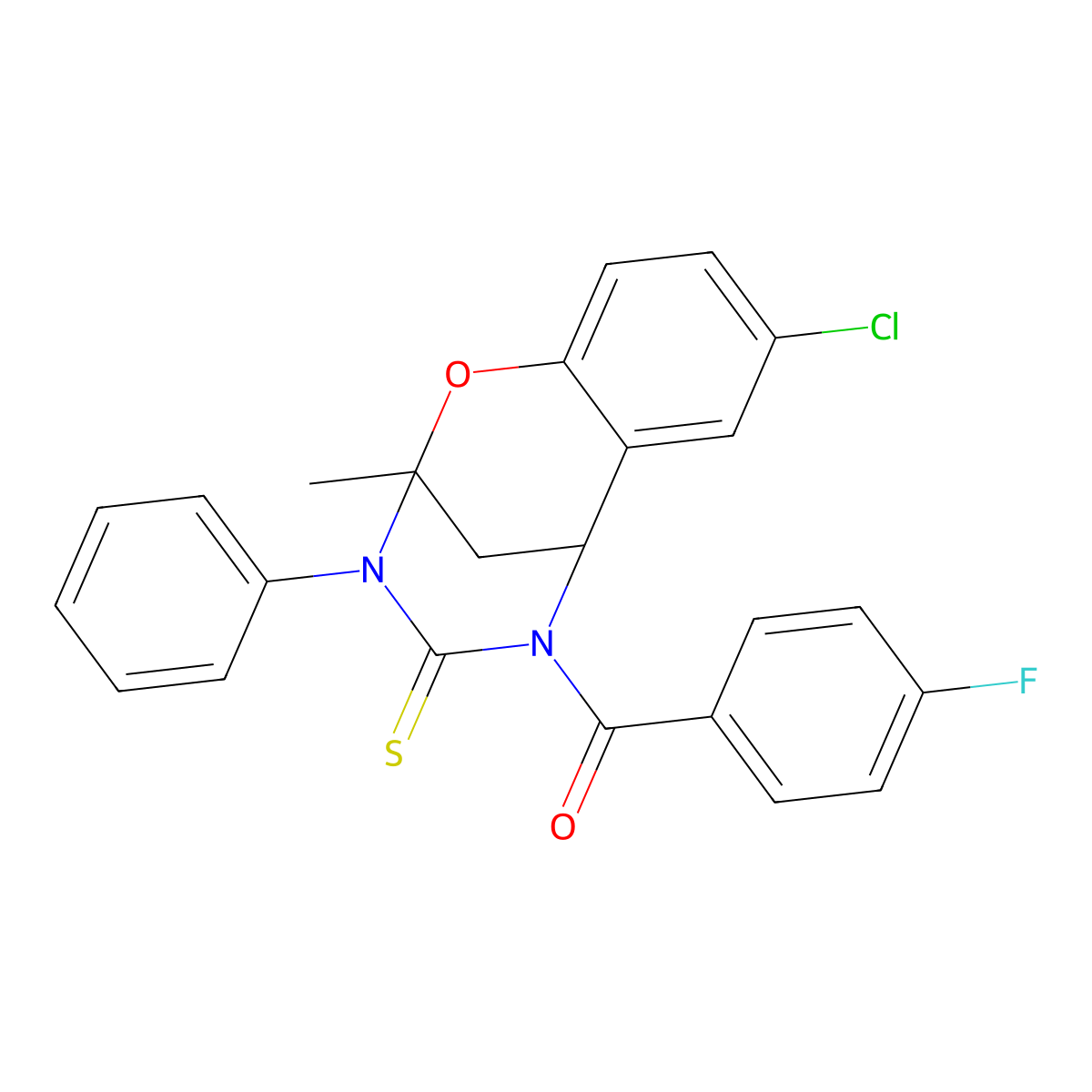 4-Chloro-12-(4-fluorobenzoyl)-9-methyl-10-phenyl-8-oxa-10,12-diazatricyclo[7.3.1.0^{2,7}]trideca-2,4,6-triene-11-thione molecular structure, CAS 2380181-60-0