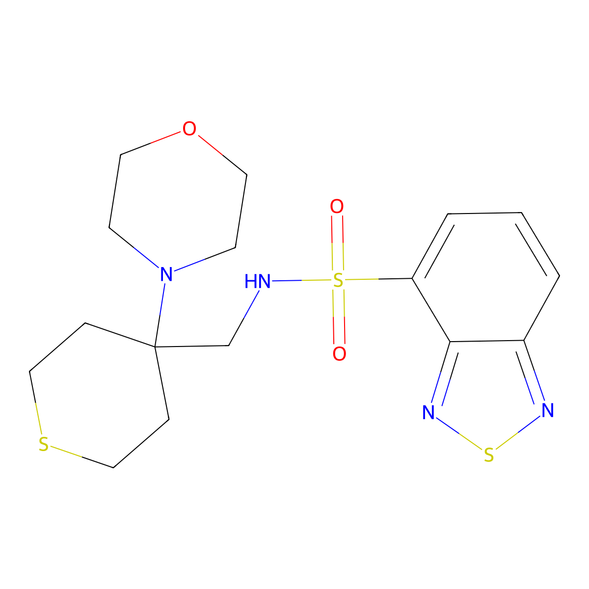 N-{[4-(morpholin-4-yl)thian-4-yl]methyl}-2,1,3-benzothiadiazole-4-sulfonamide molecular structure, CAS 2380181-63-3