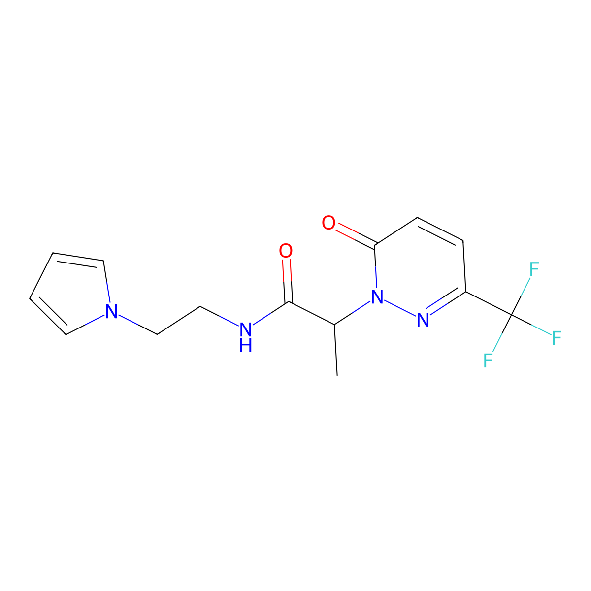 2-[6-oxo-3-(trifluoromethyl)-1,6-dihydropyridazin-1-yl]-N-[2-(1H-pyrrol-1-yl)ethyl]propanamide molecular structure, CAS 2380181-65-5