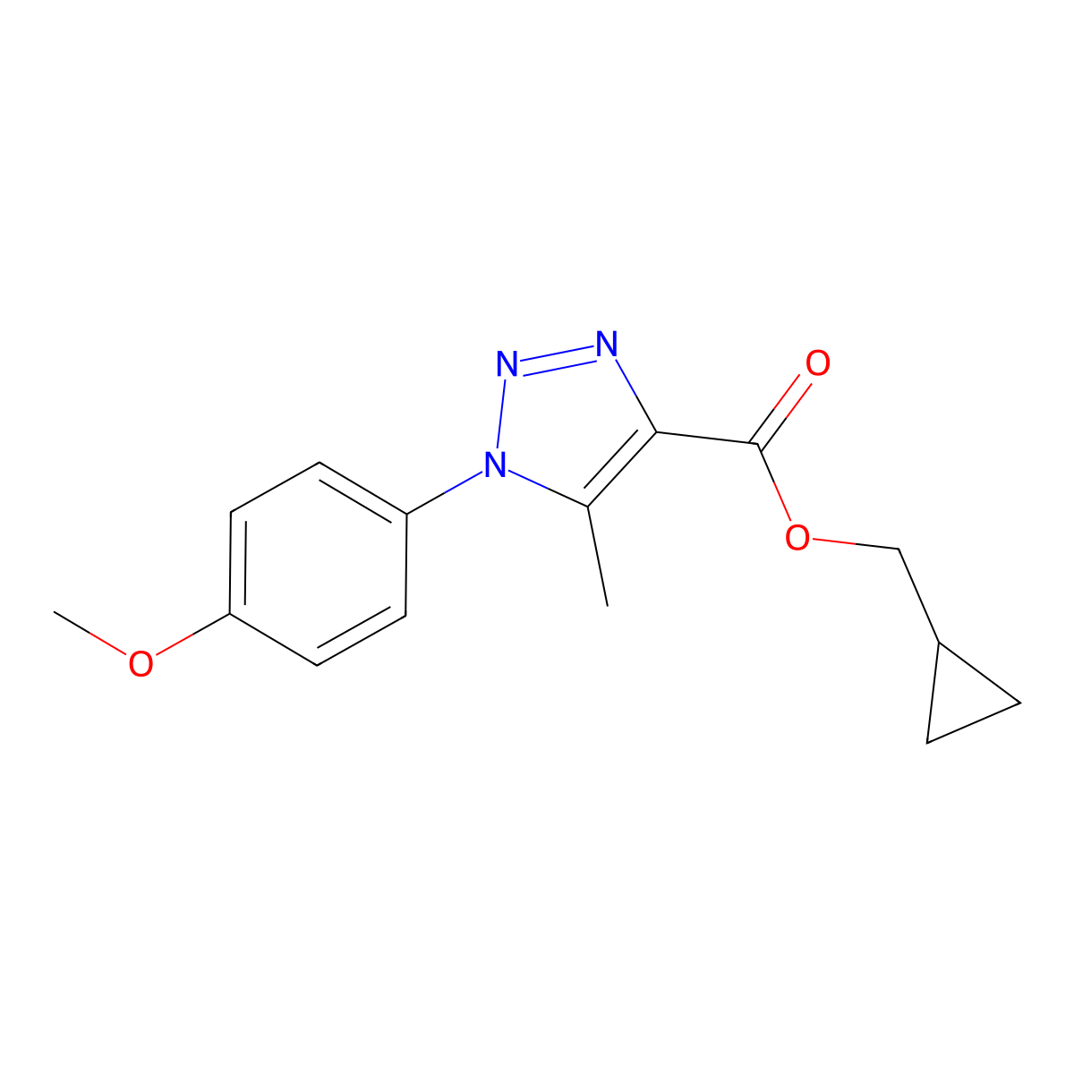 cyclopropylmethyl 1-(4-methoxyphenyl)-5-methyl-1H-1,2,3-triazole-4-carboxylate molecular structure, CAS 2380181-67-7