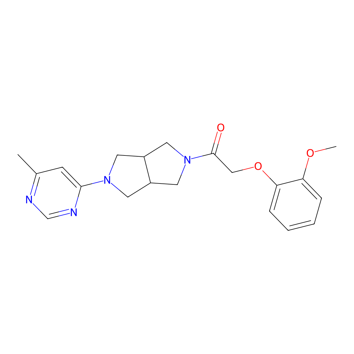 2-(2-Methoxyphenoxy)-1-[5-(6-methylpyrimidin-4-yl)-octahydropyrrolo[3,4-c]pyrrol-2-yl]ethan-1-one molecular structure, CAS 2380181-69-9