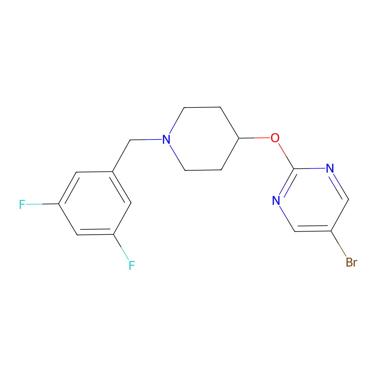 5-Bromo-2-({1-[(3,5-difluorophenyl)methyl]piperidin-4-yl}oxy)pyrimidine molecular structure, CAS 2380181-70-2