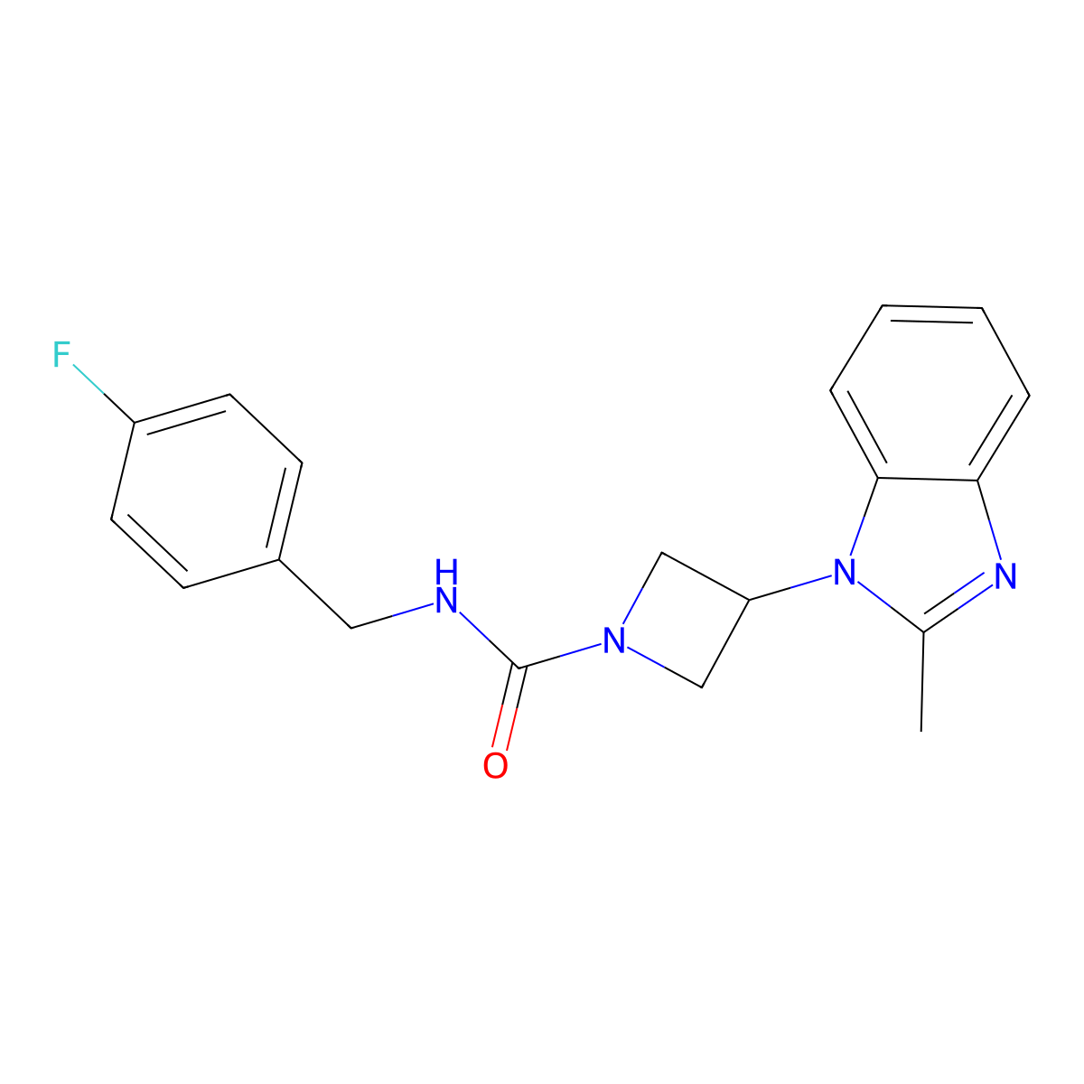 N-[(4-fluorophenyl)methyl]-3-(2-methyl-1H-1,3-benzodiazol-1-yl)azetidine-1-carboxamide molecular structure, CAS 2380181-75-7