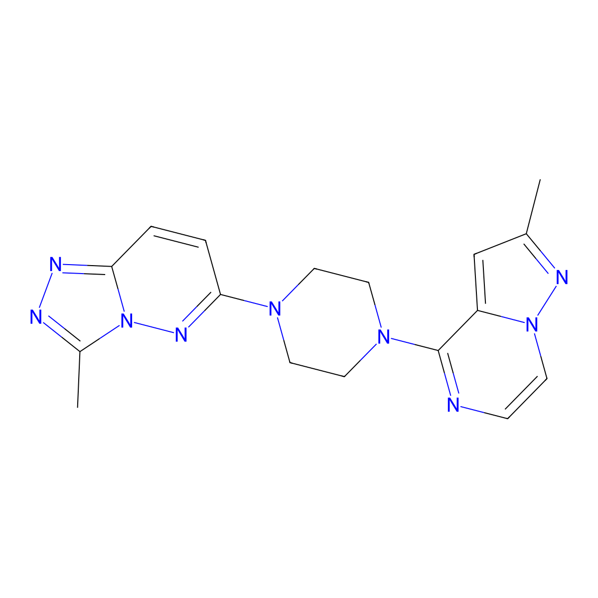 1-{3-Methyl-[1,2,4]triazolo[4,3-b]pyridazin-6-yl}-4-{2-methylpyrazolo[1,5-a]pyrazin-4-yl}piperazine molecular structure, CAS 2380181-76-8