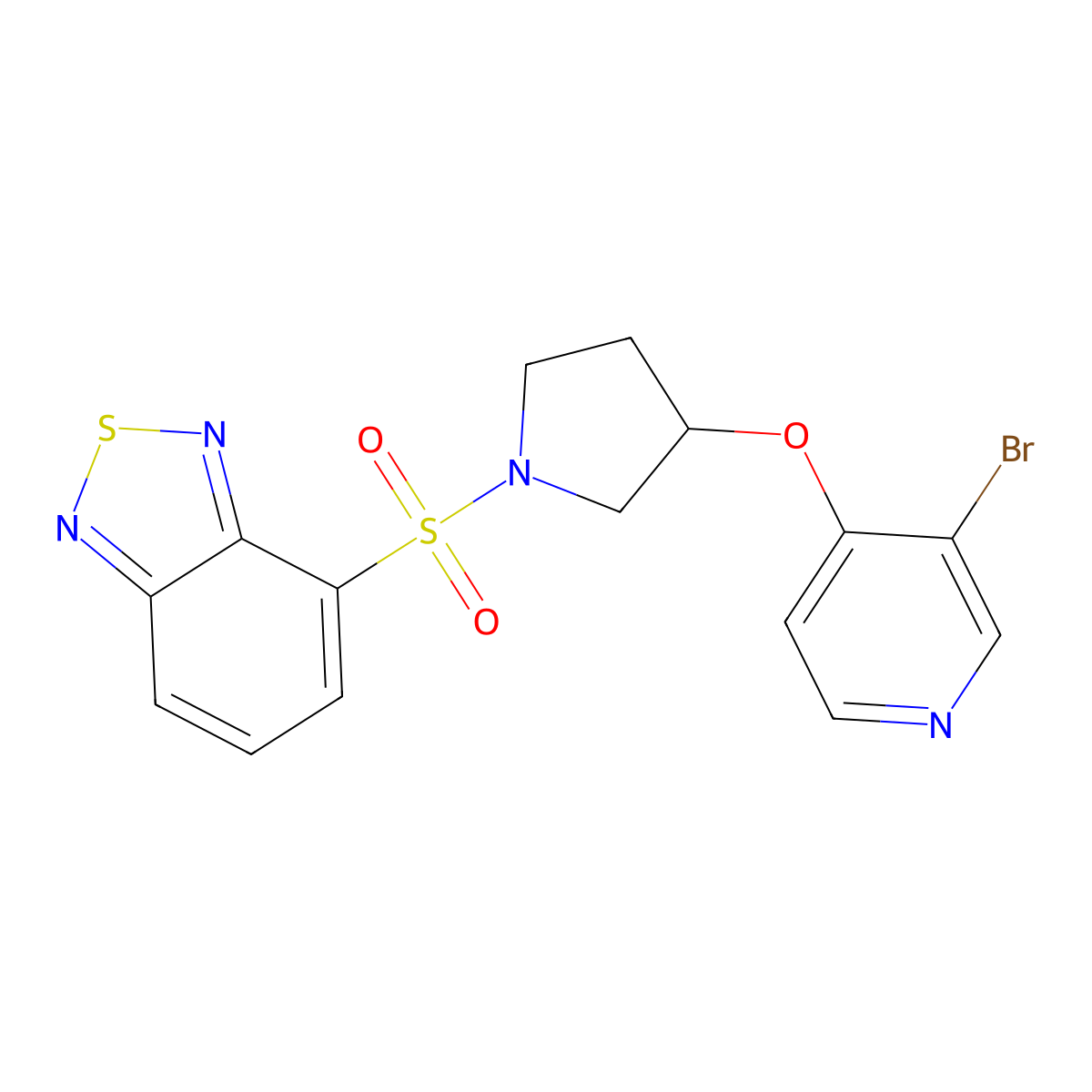 4-({3-[(3-Bromopyridin-4-yl)oxy]pyrrolidin-1-yl}sulfonyl)-2,1,3-benzothiadiazole molecular structure, CAS 2380181-77-9
