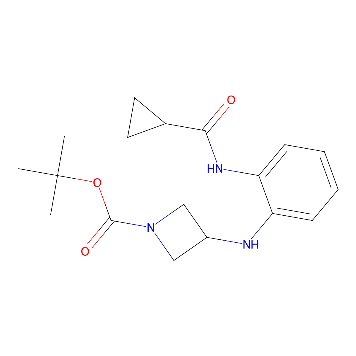 Tert-butyl 3-[(2-cyclopropaneamidophenyl)amino]azetidine-1-carboxylate molecular structure, CAS 2380181-81-5