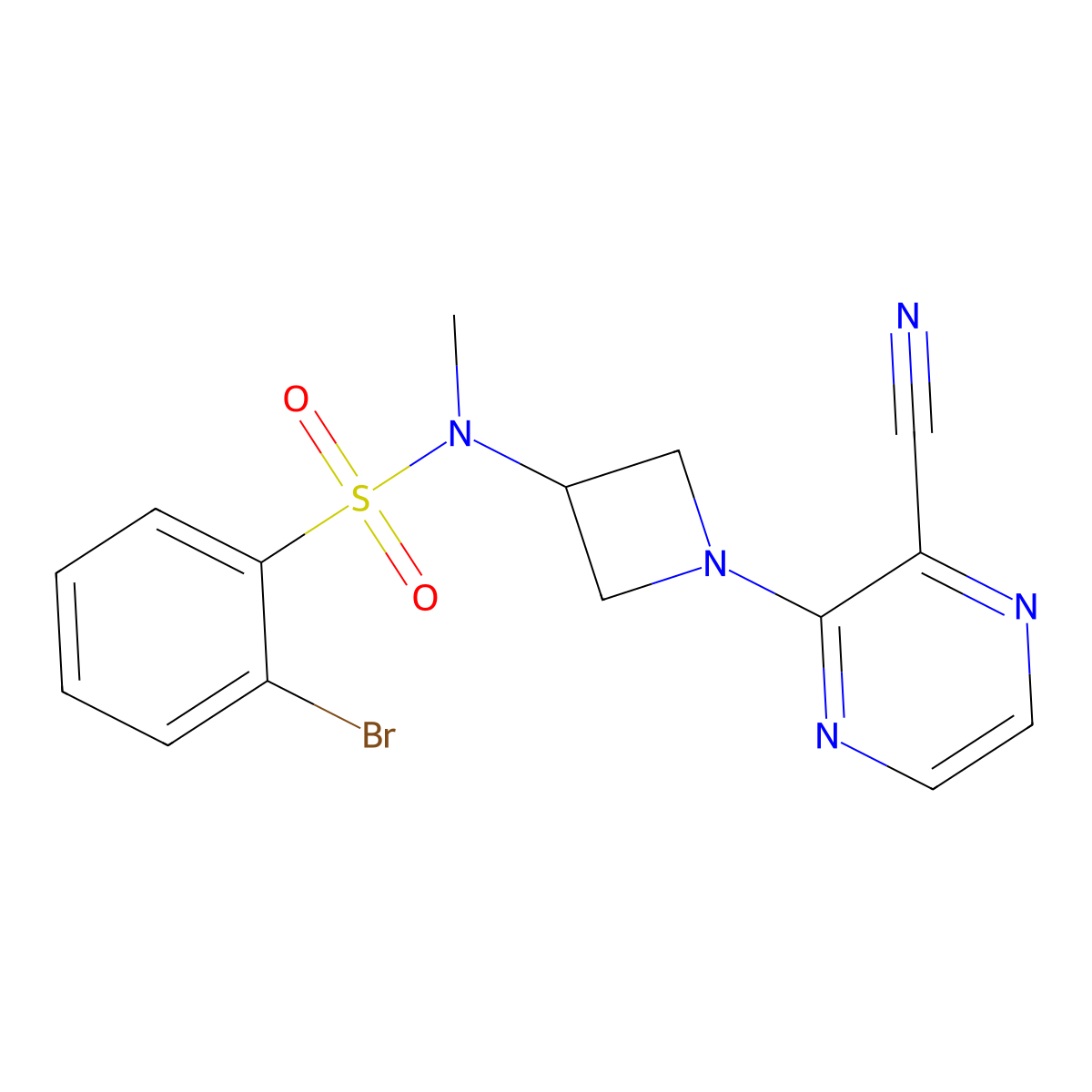 2-Bromo-N-[1-(3-cyanopyrazin-2-yl)azetidin-3-yl]-N-methylbenzenesulfonamide molecular structure, CAS 2380181-83-7