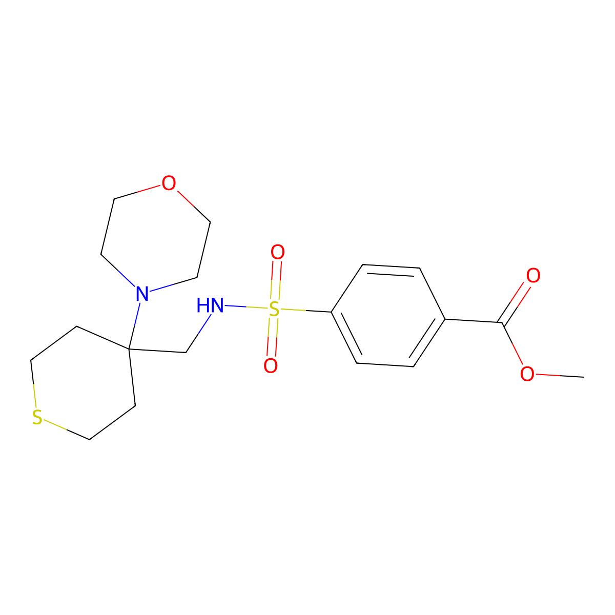 Methyl 4-({[4-(morpholin-4-yl)thian-4-yl]methyl}sulfamoyl)benzoate molecular structure, CAS 2380181-87-1
