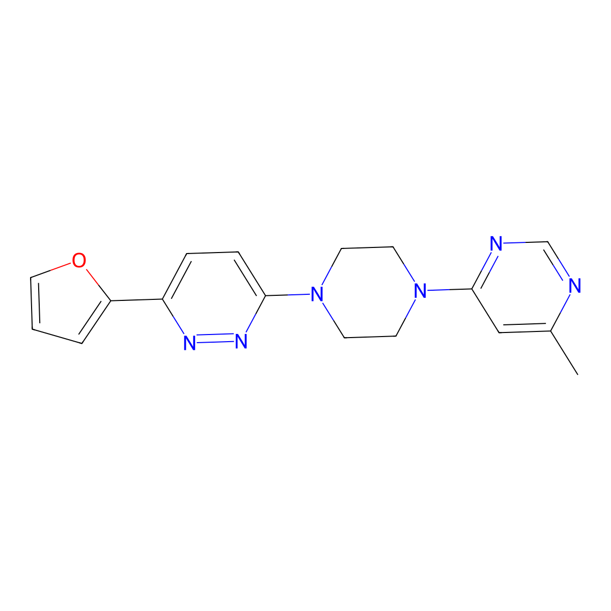3-(Furan-2-yl)-6-[4-(6-methylpyrimidin-4-yl)piperazin-1-yl]pyridazine molecular structure, CAS 2380181-92-8